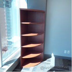 Autumn Maple 5 Shelf Corner Book Case, Adjustable Shelves